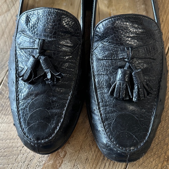 Vintage handmade Church\'s Beverly Hills New York black OstrichTassel Loafers